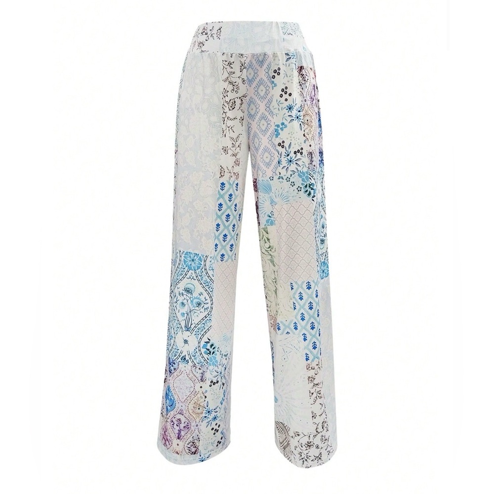 Bohemian Patchwork Wide-Leg Pants - Picture 4 of 9